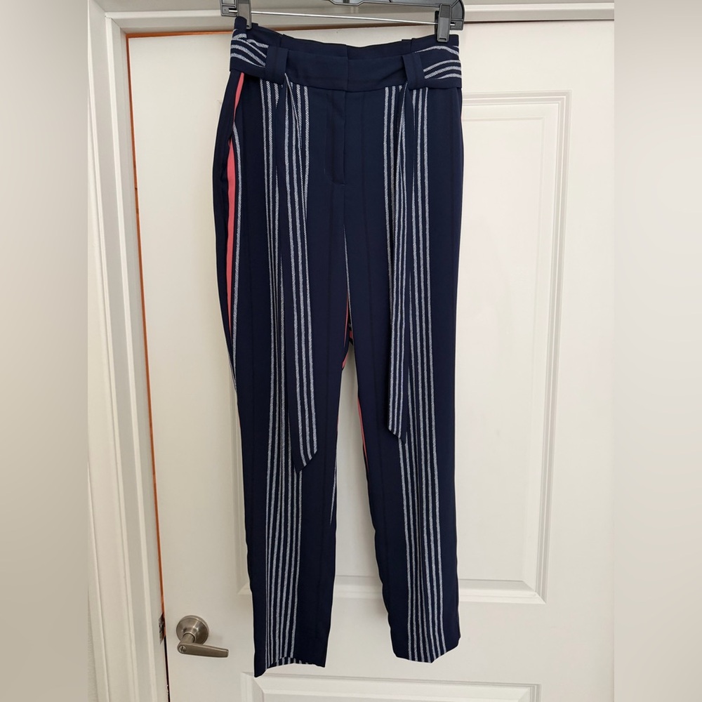 Express High Rise Navy and Pink Striped Pants - Ankle - Size M